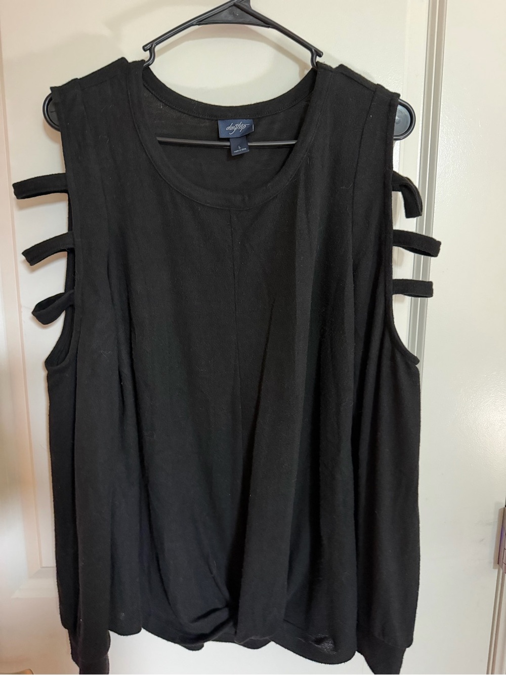 Style & Co. Black Sleeveless Tank with Ladder Strap Detail